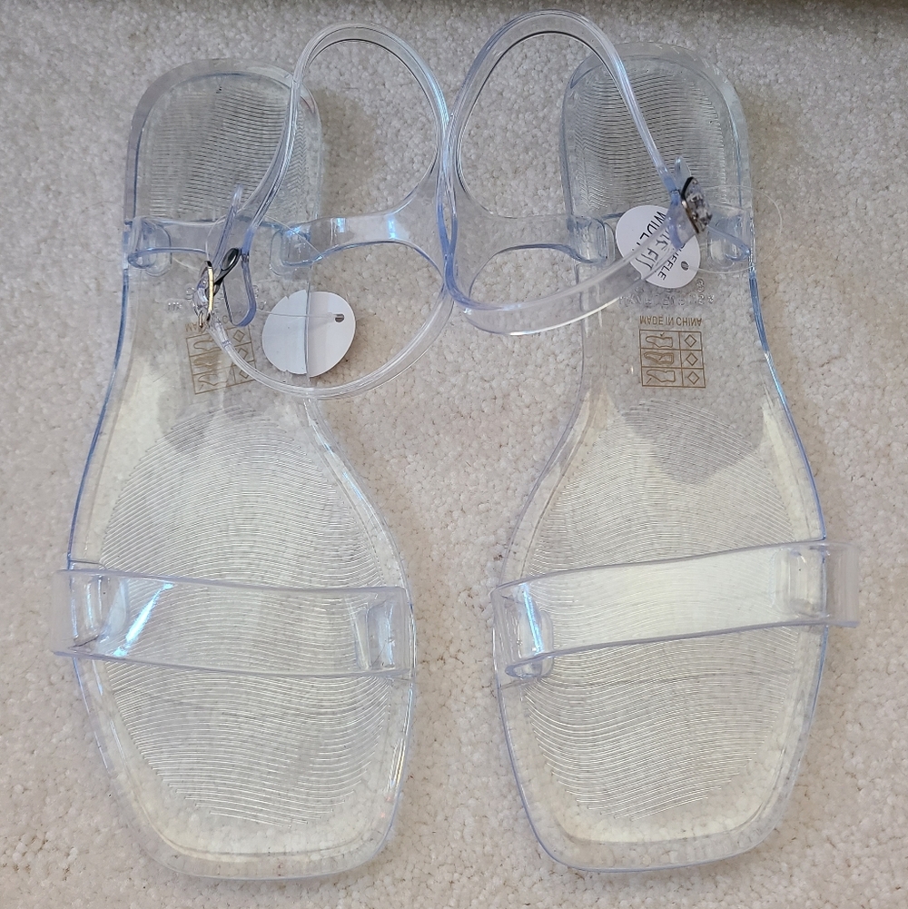 NWT ASOS Truffle Collection Transparent Rubber Women's Sandals Sz 8 WIDE